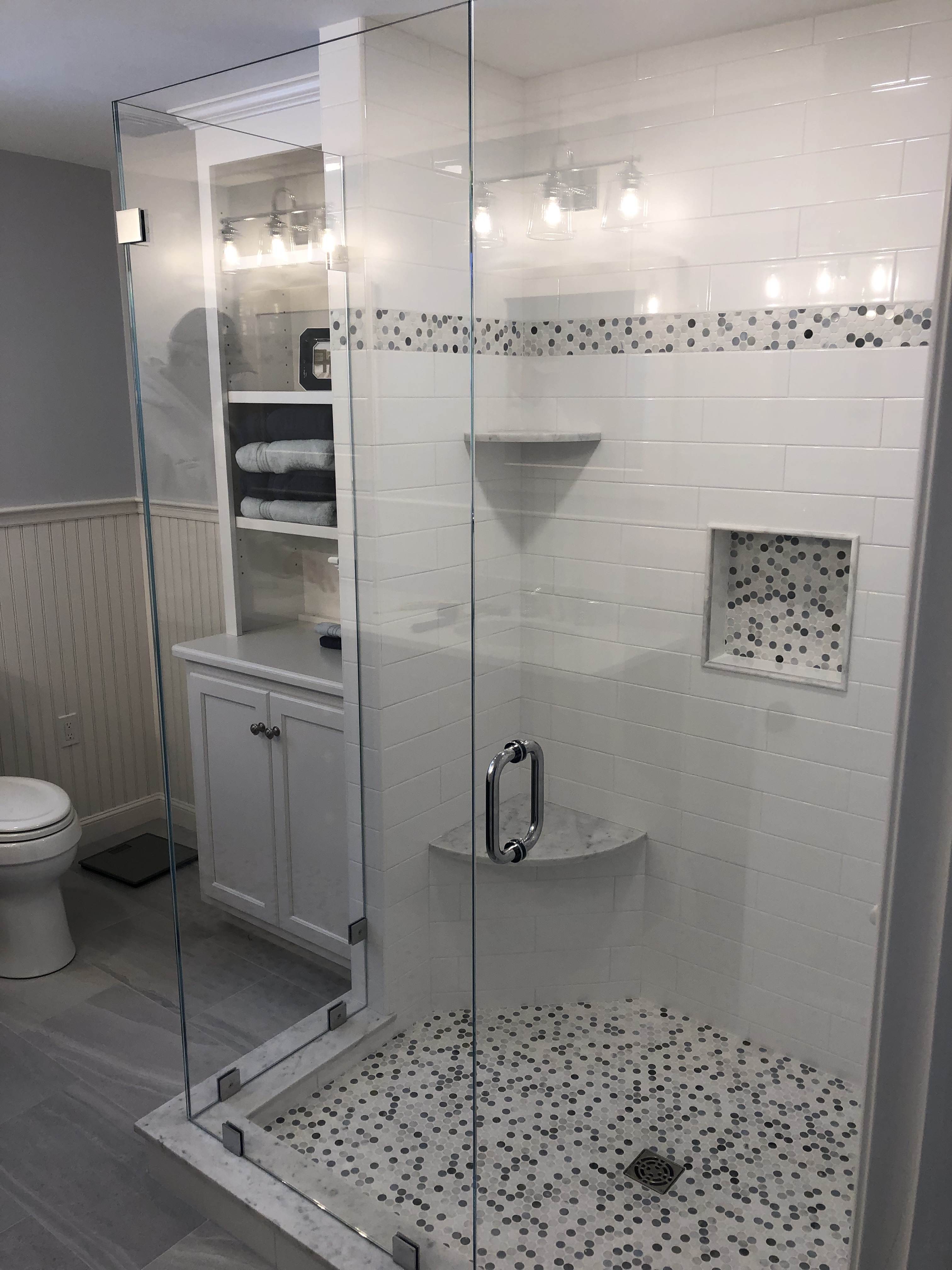 Tile Shower & Glass Enclosure